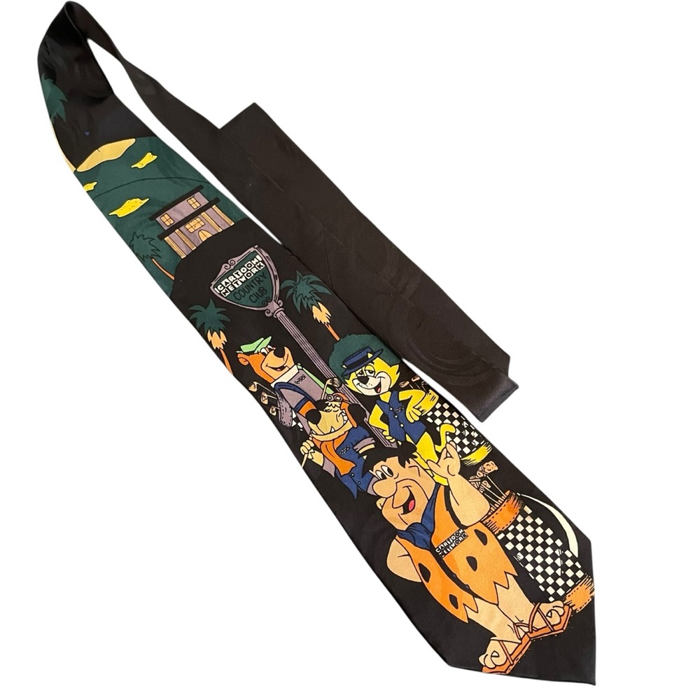 Cartoon Network Hanna Barbera Silk Necktie Flintstone Vintage